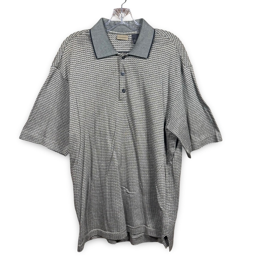 Vintage 90s Men's Polo Size Medium Axist Micro Pattern Cotton Brown Black Golf